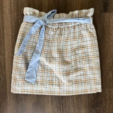 The Beaufort Bonnet Company Beasley Bow Skirt Blue Tan Woven Yarn Girl s Size 12