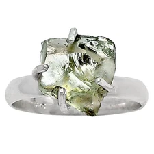 Prasiolite (Green Amethyst) Rough 925 Sterling Silver Ring s.8.5 Jewelry R-1052
