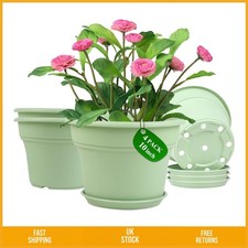 Modern Large Resin Flower Pot Indoor Outdoor Garden Planter Saucer 4 Pack 10in