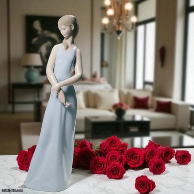 Lladró 01008583 The Lady of the Rose Blue | Retired 2015 | 13.5 Inch | Handcraft