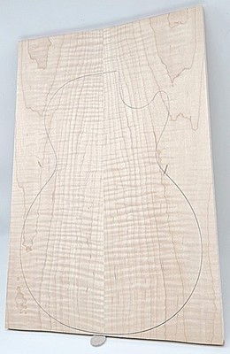Figured 3A Curly Maple Droptop Glued Luthier Wood 20-3/4'' x 15-1/4'' - 14'' x7/16''