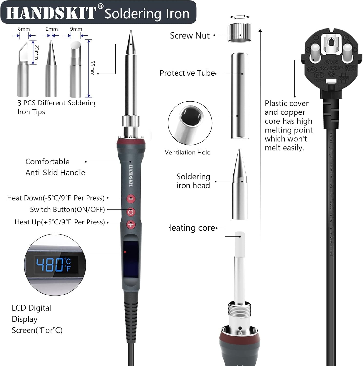 Fer à souder HANDSKIT 220V pour réparer vos circuits électroniques à la maison