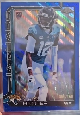Travis Hunter Topps Chrome Blue Wave Refractor/150