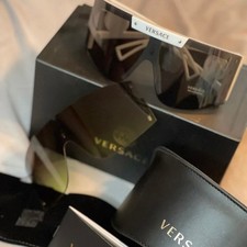 Original Versace Shield Sunglasses Men white Frame Gradient Lens P