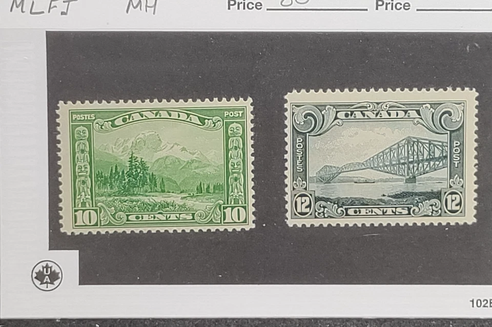SELLOS DE MATT SCOTT CANADÁ #155-156, EMISIONES ESCÉNICAS DE 10 Y 12 CENTAVOS, MH CV $67,50 Foto 3 de 3