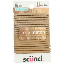 4 Pack Scunci No Damage Color Match Hair Elastics, Blonde, 18 Ct