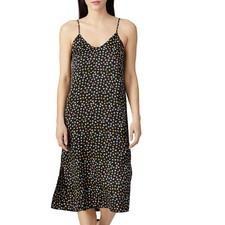 ATM Black Floral Silk Slip Dress LARGE Sundress Vacation Daytime Designer $425