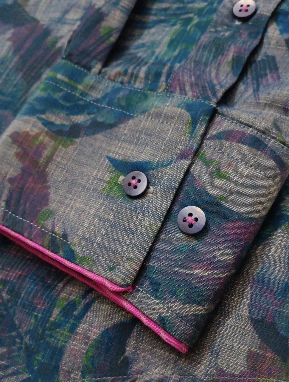 Stone Rose floral Button Down Collared Dress Shir… - image 5