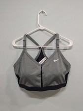 Nike Sports Bra Womens 1X Gray Black Dri Fit Padded Indy V Neck Plus Size