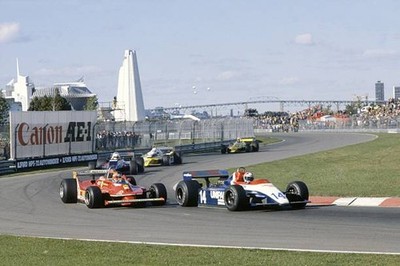 Canadian GP 1980 Jan Lammers leads Gilles Villeneuve Elio de Angel- Old Photo