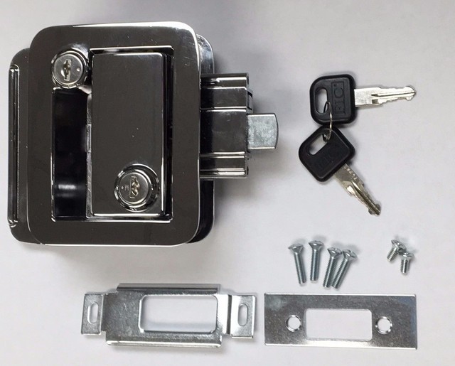 FIC 43610 CHROME DOOR LOCK 2 Keys Deadbolt RV Travel Trailer Flush