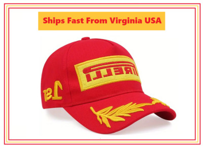 Premium Embroidered F1 Racing Sponsor Hat Pirelli Tires Red Baseball Cap
