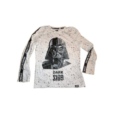 Langarmshirt Pullover Gr. 146/152 StarWars weiß m. Schriftzug & Darth Wader...
