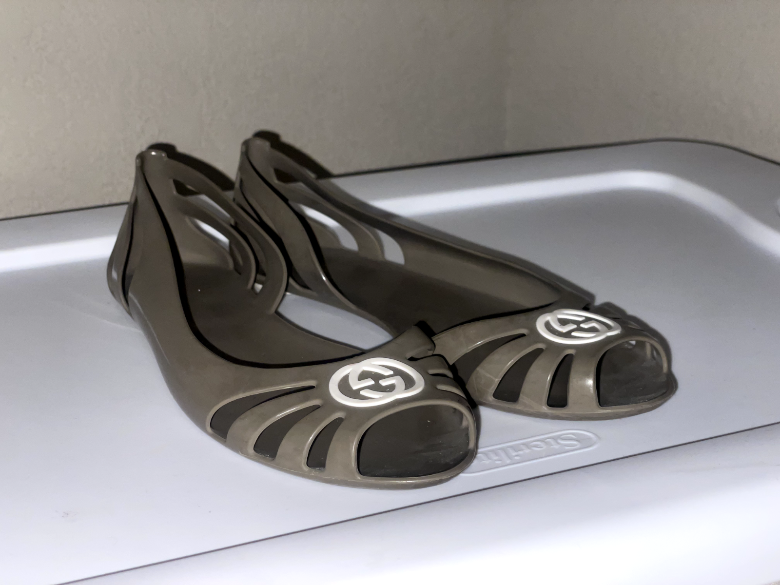 Gucci Gray Jelly Interlocking G Logo D'Orsay Ballet Flats US6.5 EU37 USED