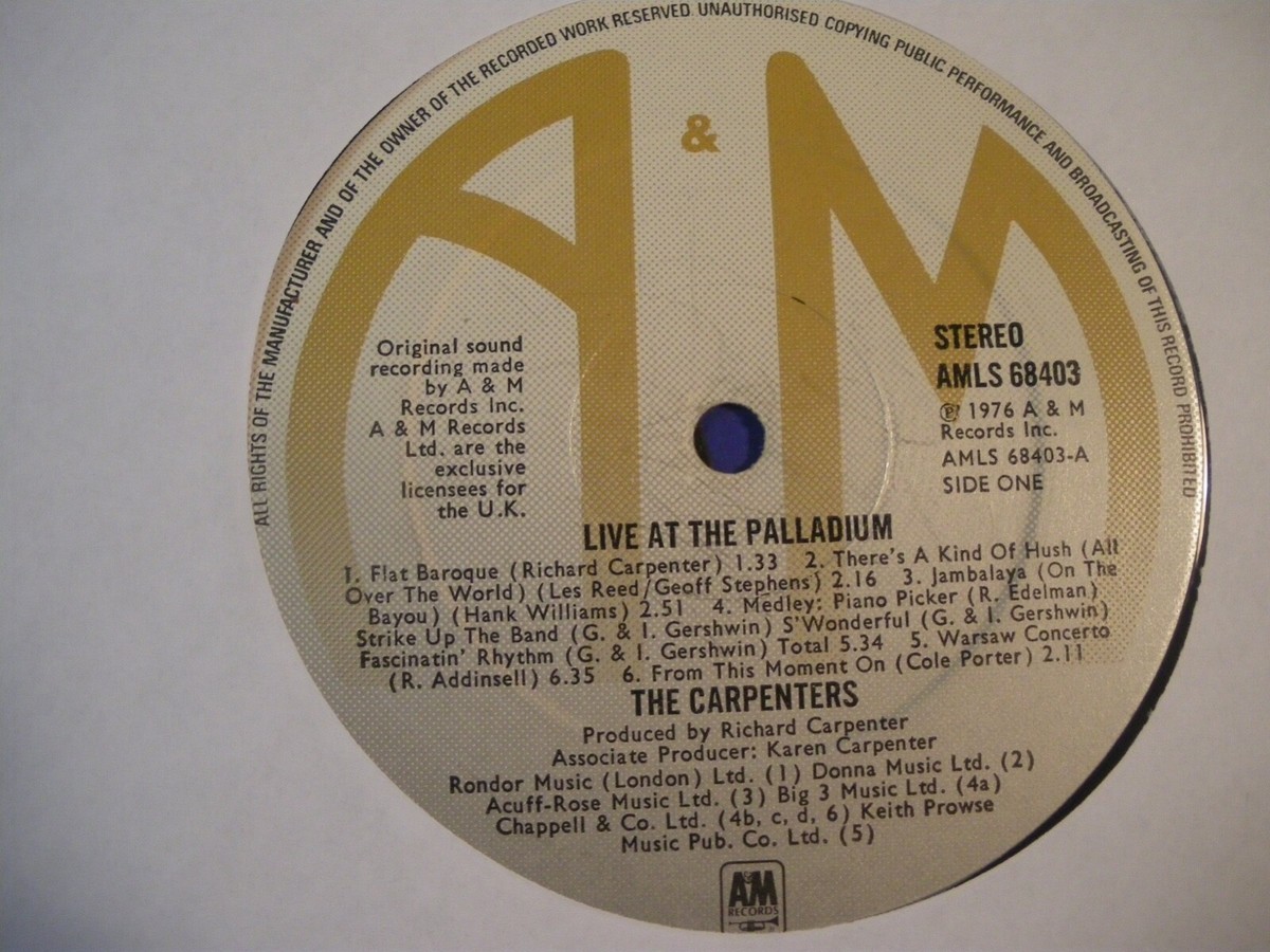 Carpenters / Live At The Palladium UK LP 1976 | eBay