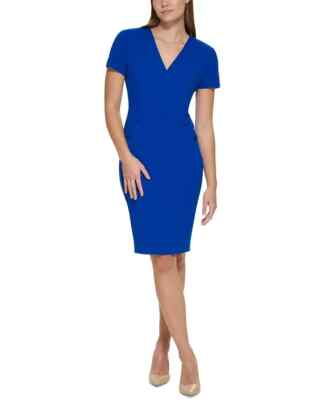 Calvin Klein Elegant Faux Wrap REGATTA Princess Sheath Dress