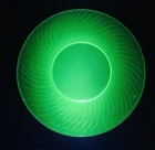 Vtg Green Uranium Glow Glass Luncheon Plate Spiral Green By Anchor Hocking 8”