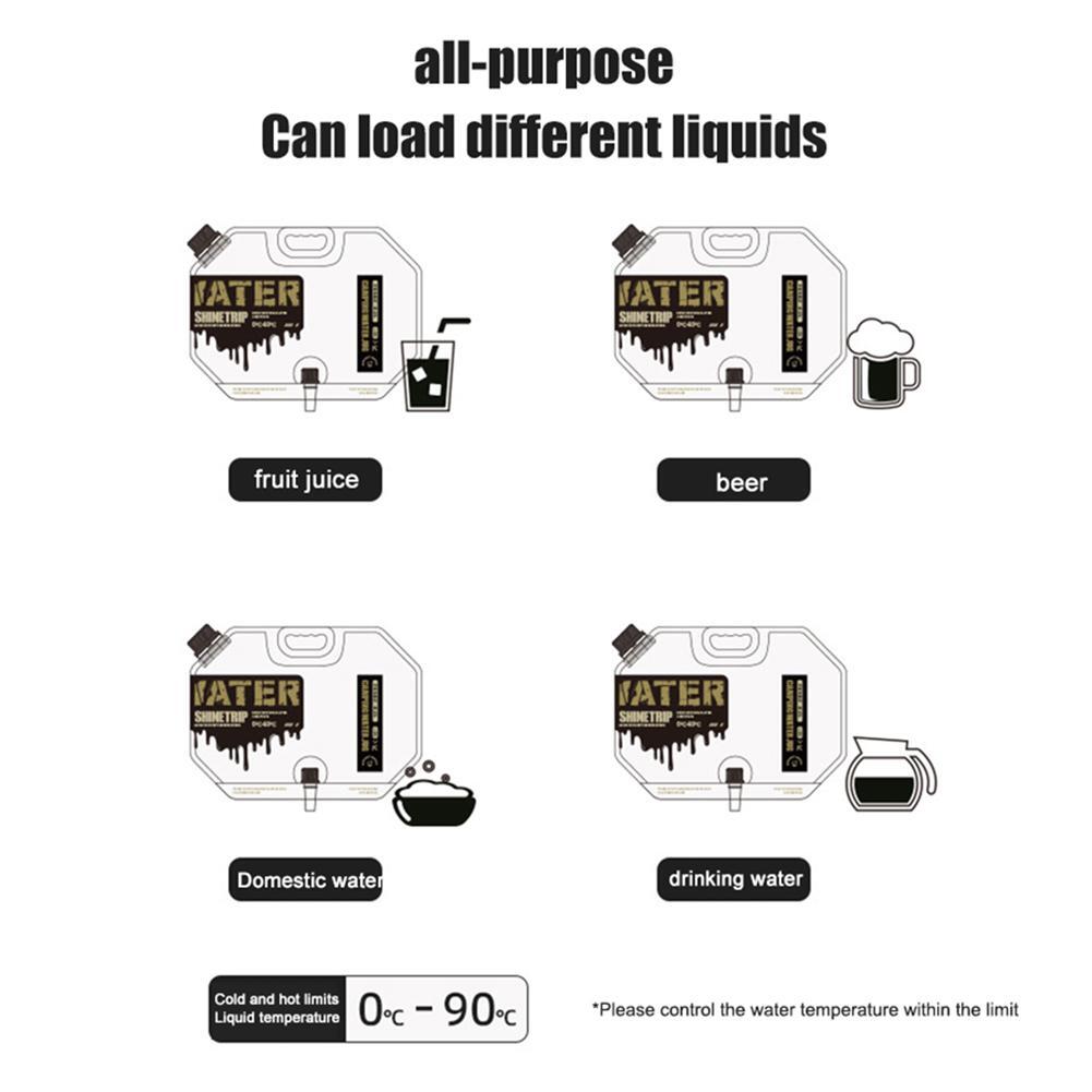 Portable 8L Camping Water Bag Multipurpose Collapsible Pouch No Leakage