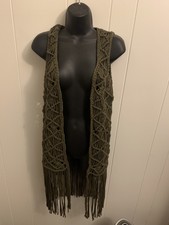 Banjara (ban•jara) Olive Green Long Vest Bohemian Nwt Women’s Xs