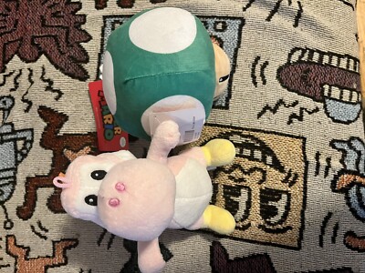 Nintendo Super Mario World Green Mushoom N Pink Yoshi 6  New W/tag