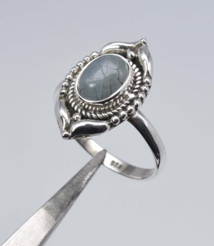 925 Solid Sterling Silver Aquamarine Ring - Afbeelding 1 van 5