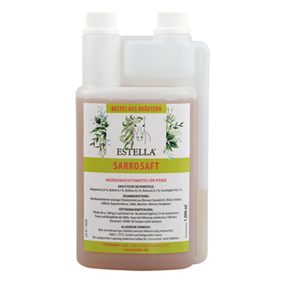 VETRIPHARM ESTELLA Sarkosaft (1 Liter) für Pferde | unterstützt den Hautstoffwechsel