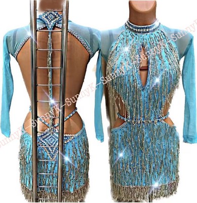 jz Handmade Women Samba Ballroom Swing Salsa Rumba Latin Dance Dress ...