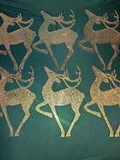 6 7" Flying Deer Plastic Glittery Irradesent Beautiful Christmas Ornaments Mint