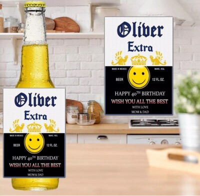 Personalisierter Corona Extra Bierflasche Aufkleber Etikett zum Geburtstag Jubiläum