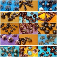 Antiqued Copper Filigree Bead Caps Vintage Bohemian Style 6mm - 42mm FLAT SHIP