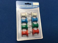 Jumbo Push Pins, great for posting memos, notes, hanging decorations + more 8 pk