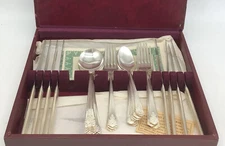 31 Pc Vogue Silverplate Winthrop W/case Art Deco Soup Spoon-Spoon-Fork-knife