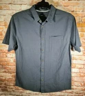 BNWT Mens Sz L Anko Seersucker Dark Grey Short Sleeve Button Shirt