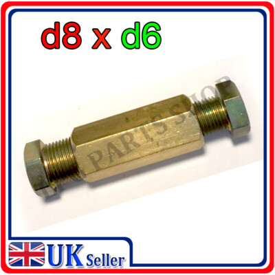 Gerade 8x6mm Kupferrohr Klemmverschraubung Verbinder Gas Autogas Rohrkupplung