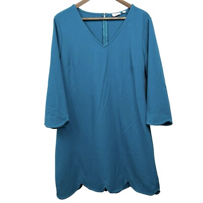 C est Nous By Shoshanna Blue Sheath Dress Scallop Hem & Zipper Back Size XL NWOT