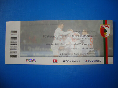 12/13 Ticket FC Augsburg 1899 Hoffenheim Eintrittskarte Bundesliga Sammler