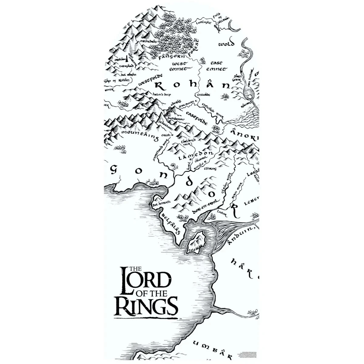 The Lord of the Rings Black/White Map Official Single Backdrop Cardboard Cutout