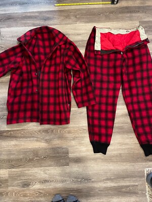 Vintage 1960 1970s plaid woll hunting jacket and pants set