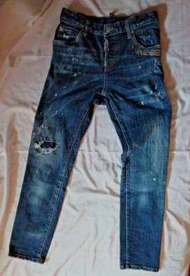 DSQUARED2 JEANS STYLISHE DENIM HOSE BLAU GERADER SCHNITT GR 38 STRETCH COTTON