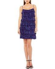 Mac Duggal Strap Sequin Ruffle Mini Dress Women's