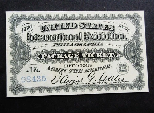 nystamps US Stamp Used 1876 Exhibit Ticket Rare               M13x2062