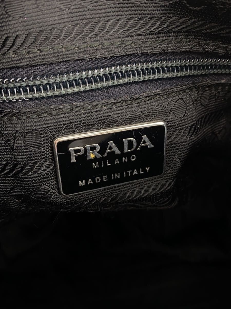 PRADA Shoulder Bag Triangular Logo Plate Leather BLK Used thumbnail 5