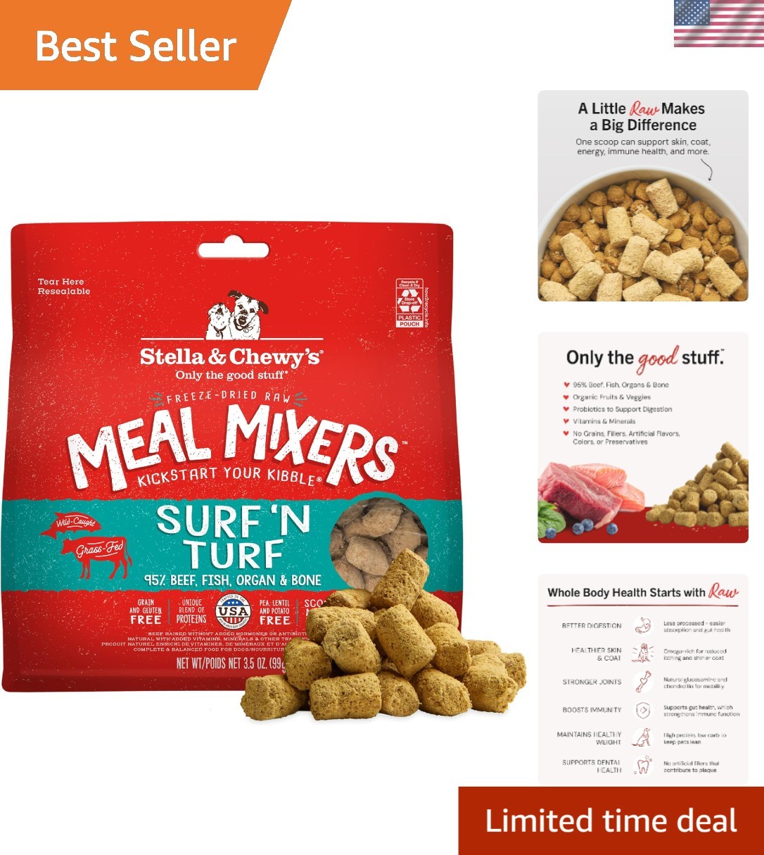 95% Grass-Fed Beef & Wild-Caught Salmon Freeze-Dried Dog Mea