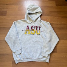 Vintage 90's ASU Arizona State Sun Devils Gray Hoodie Pullover Sweatshirt Sz L