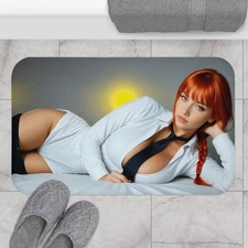 Makima Bath Mat, Chainsaw Man Bathroom Decor, Sexy Anime Woman Memory Rug