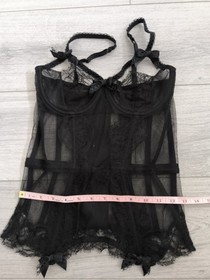 Agent Provocateur Knickers Forever Alina Sheer Black Lace & Mesh Corset Size 36C