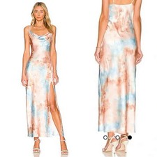 Superdown Krystal Slit Maxi Dress in orange tie-dye Medium M Slip