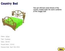 Webkinz Classic Country Bed VIRTUAL ITEM