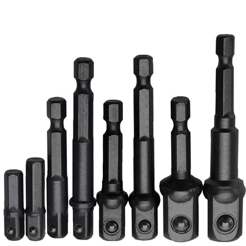 Impact Socket Adapter Set - 1/4 Inch Quick Change Hex Shank Extension Square ...