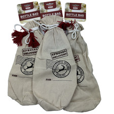 Wine Bottle Bags Beige Special Delivery Reindeer Christmas Wine, Liquor, Coal